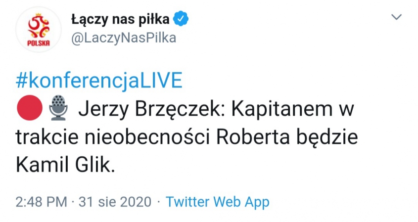 NOWY KAPITAN reprezentacji Polski na czas nieobecności Lewego!